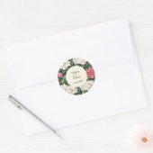 Modern Floral Wedding Pink and White Ronde Sticker (Envelop)