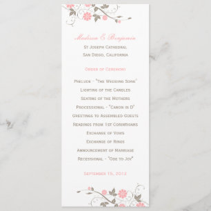 Modern Floral Wedding Programme - Soft Pink Programmakaart