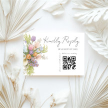 Modern Floral Wedding QR code 