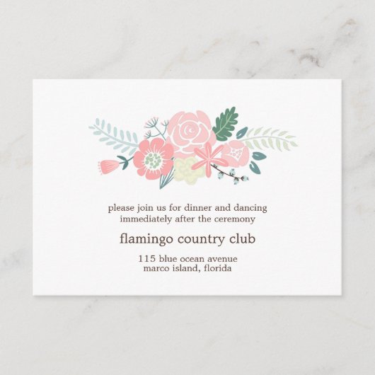 Modern Floral Wedding Reception Card Informatiekaartje (Voorkant)