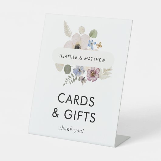 Modern Floral Wedding Reclamebord Met Voetstuk (Voorkant)