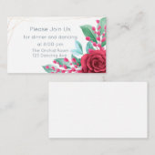 Modern Floral Wedding Red Roses Informatiekaartje (Voorkant / Achterkant)