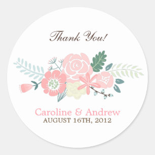 Modern Floral Wedding Ronde Sticker