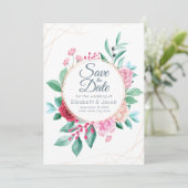 Modern Floral Wedding Roses & Eucalyptus Kaart (Staand voorkant)