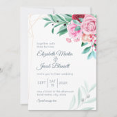 Modern Floral Wedding Roses & Eucalyptus Kaart (Voorkant)