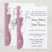 Modern Floral Wedding | Roze Tourmaline & Silver Kaart (Voorkant / Achterkant)