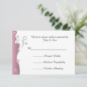 Modern Floral Wedding | Roze Tourmaline & Silver RSVP Kaartje (Staand voorkant)