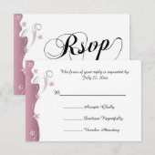 Modern Floral Wedding | Roze Tourmaline & Silver RSVP Kaartje (Voorkant / Achterkant)