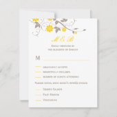Modern Floral Wedding RSVP Card - Mustard (Voorkant)