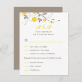 Modern Floral Wedding RSVP Card - Mustard (Voorkant / Achterkant)