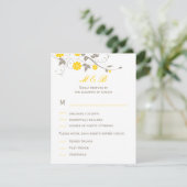 Modern Floral Wedding RSVP Card - Mustard Kaartje (Staand voorkant)