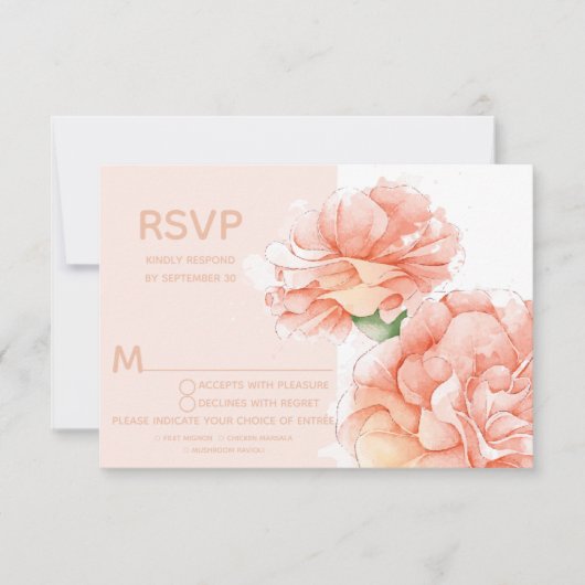 Modern Floral Wedding RSVP Meal Choice Kaartje (Voorkant)