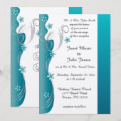 Modern Floral Wedding | Turquoise en Silver Kaart (Voorkant / Achterkant)