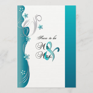 Modern Floral Wedding   Turquoise en Silver Kaart