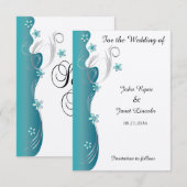 Modern Floral Wedding | Turquoise en Silver Save The Date (Voorkant / Achterkant)