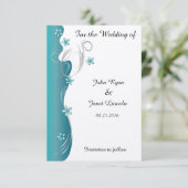 Modern Floral Wedding | Turquoise en Silver Save The Date (Staand voorkant)