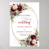 Modern Floral Wedding Welcome Sign Custom Poster (Voorkant)