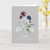 Modern Floral Weegschaal Zodiac Star Sign Verjaard Kaart (Gele Bloem)