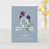 Modern Floral Weegschaal Zodiac Star Sign Verjaard Kaart (Gele Bloem)