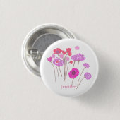 Modern Floral White Ronde Button 3,2 Cm (Voorkant /achterkant)