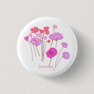Modern Floral White Ronde Button 3,2 Cm