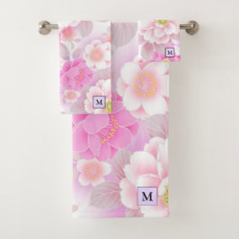 Modern Floral White Rose Bad Handdoek