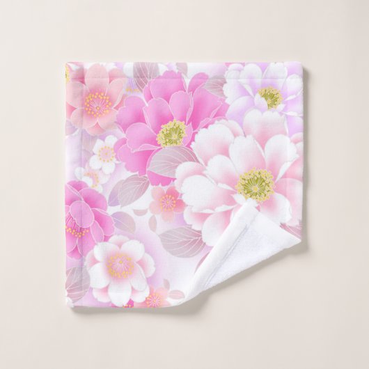 Modern Floral White Rose Bad Handdoek (Wasdoekje)