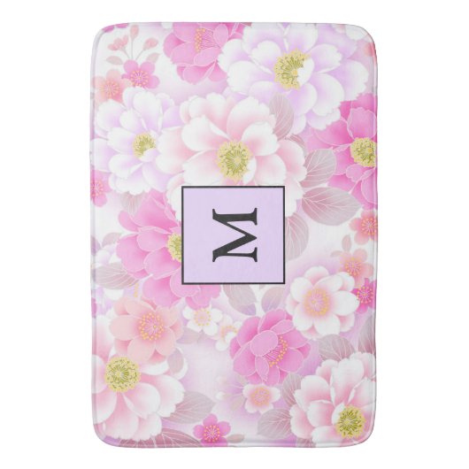 Modern Floral White Rose Badmat (Voorkant Verticaal)