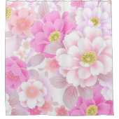 Modern Floral White Rose Douchegordijn (Voorkant)