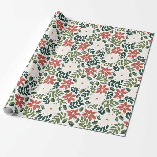 Modern Floral Wildflower Christmas Wrapping Paper Cadeaupapier (Uitgerold)