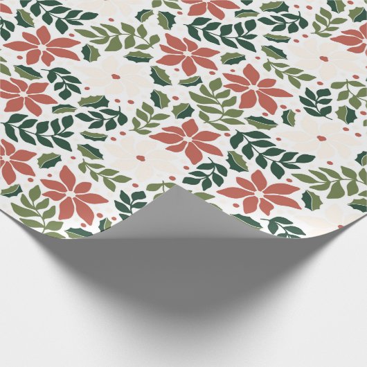 Modern Floral Wildflower Christmas Wrapping Paper Cadeaupapier (Hoek)
