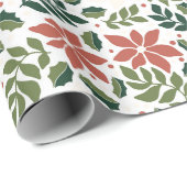 Modern Floral Wildflower Christmas Wrapping Paper Cadeaupapier (Rol Hoek)