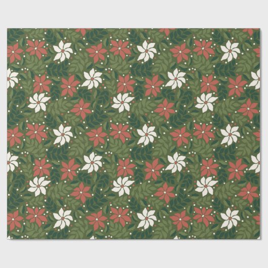 Modern Floral Wildflower Christmas Wrapping Paper Cadeaupapier (Vlak)