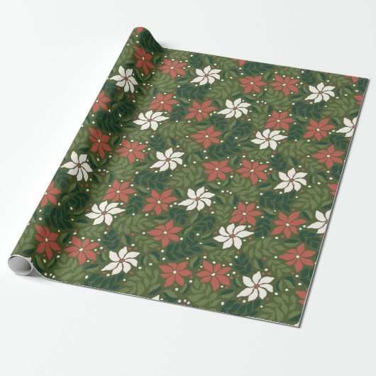Modern Floral Wildflower Christmas Wrapping Paper Cadeaupapier (Uitgerold)