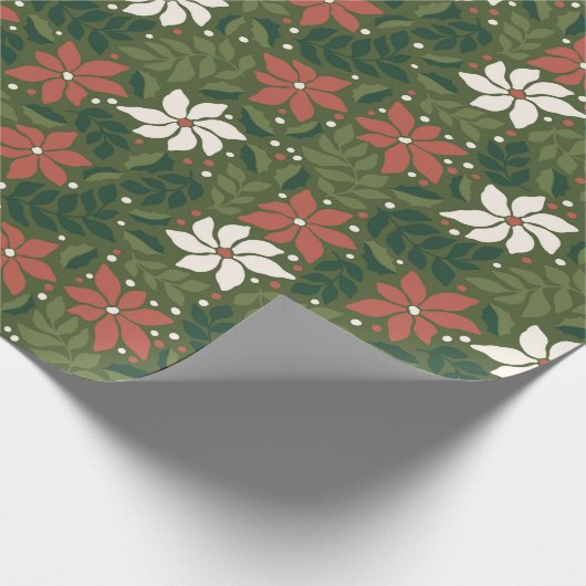 Modern Floral Wildflower Christmas Wrapping Paper Cadeaupapier (Hoek)