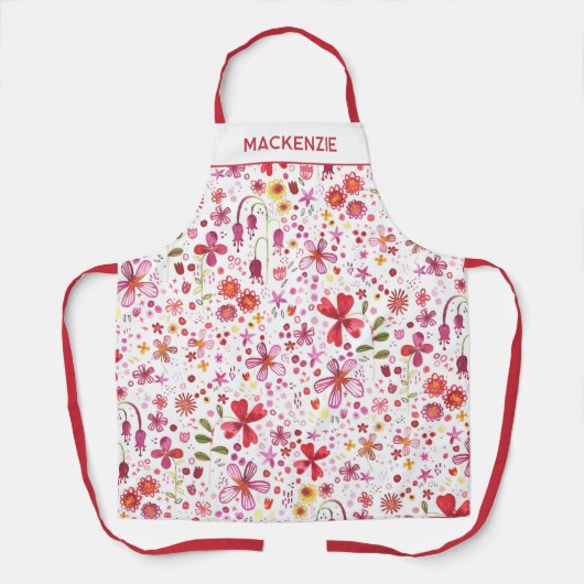 Modern Floral Wildflower gepersonaliseerde naam Schort (Voorkant)