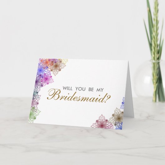 Modern Floral wordt je mijn bruidsmeisje uitnodigi (Voorkant)