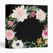 Modern Floral Wreath Black Multomap