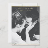 Modern Floral Wreath Black White Gold Wedding Save The Date (Voorkant)