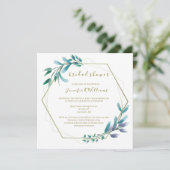 Modern Floral Wreath Bridal Shower Kaart (Staand voorkant)