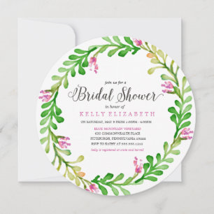 MODERN FLORAL WREATH bridale doucheuitnodiging Kaart