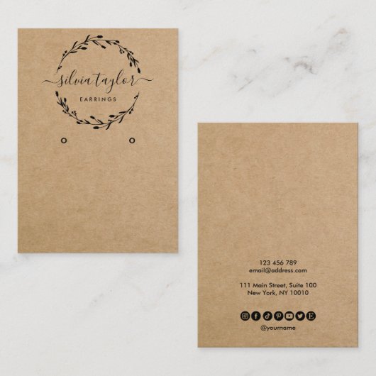 Modern Floral Wreath Earring display Visitekaartje (Voorkant / Achterkant)
