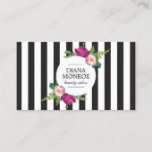 Modern Floral Wreath Gestreept Salon Visitekaartje (Voorkant)