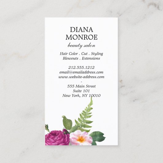 Modern Floral Wreath Grey Salon Visitekaartje (Achterkant)