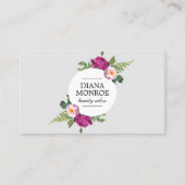 Modern Floral Wreath Grey Salon Visitekaartje (Voorkant)