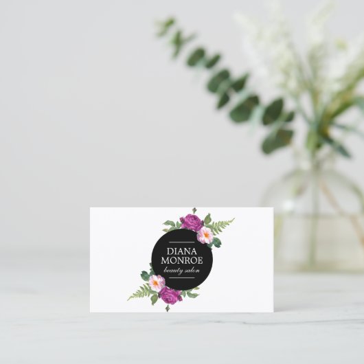 Modern Floral Wreath Salon Visitekaartje (Staand voorkant)