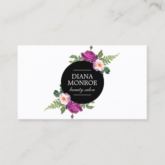 Modern Floral Wreath Salon Visitekaartje (Voorkant)