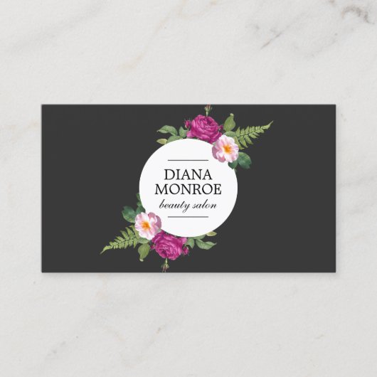 Modern Floral Wreath Salon Visitekaartje (Voorkant)