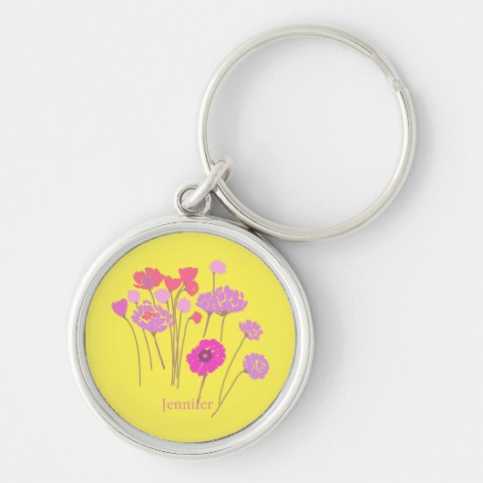 Modern Floral Yellow Sleutelhanger (Voorkant)
