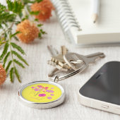 Modern Floral Yellow Sleutelhanger (Zijkant)